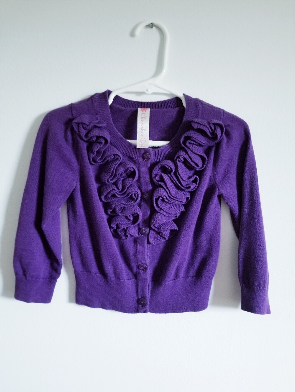 Cherokee Purple Ruffle Front Cardigan for Babies